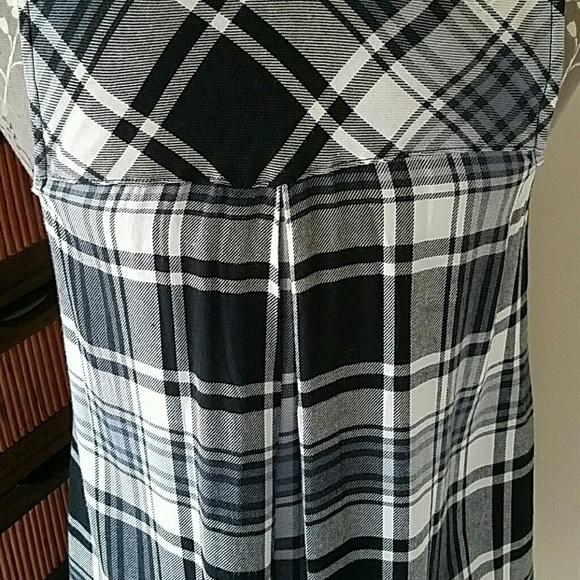 Black & white plaid shift shirt dress size XS New - Picture 5 of 8